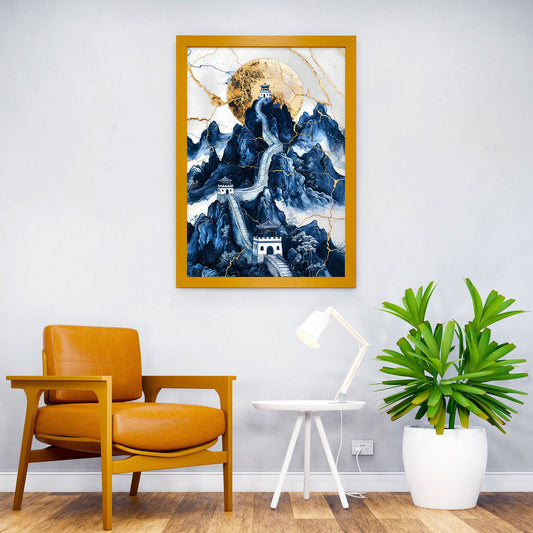 Golden Moon Great Wall Art Asian Style Poster | Wall Art for Home & Office | High-Quality Print - High-Quality Visual Display