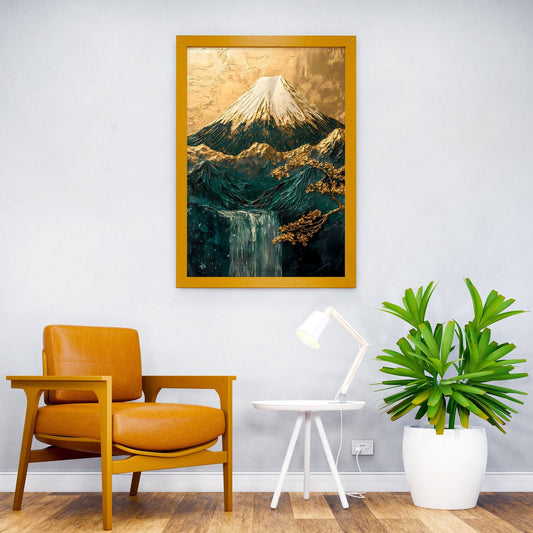 Golden Mount Fuji Cherry Blossom Japanese Asian Style Poster | Wall Art for Home & Office | High-Quality Print - High-Quality Visual Display