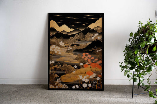 Golden Mountains Asian Style Poster | Wall Art for Home & Office | High-Quality Print - High-Quality Visual Display
