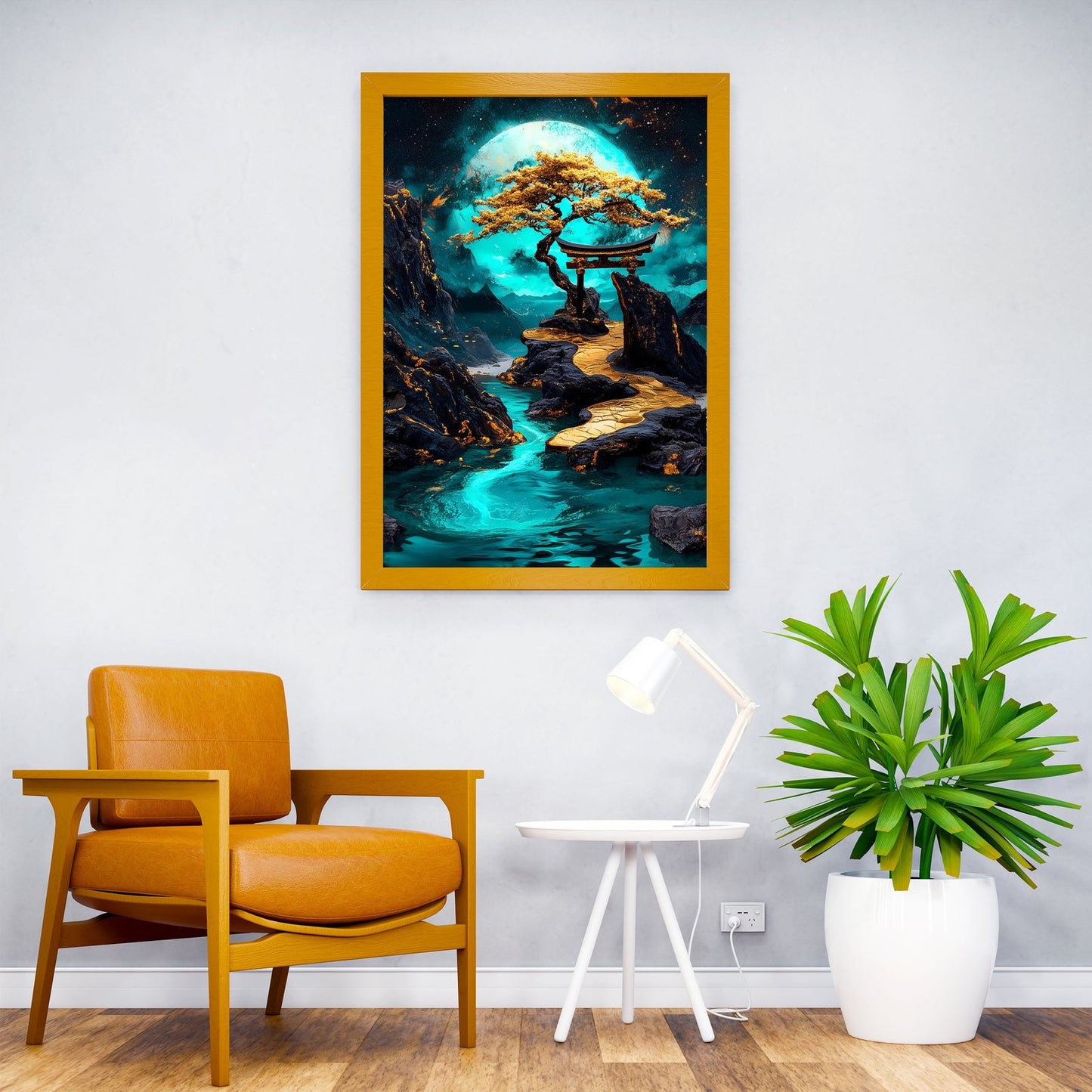 Golden Path to the Moon Asian Style Poster | Wall Art for Home & Office | High-Quality Print - High-Quality Visual Display