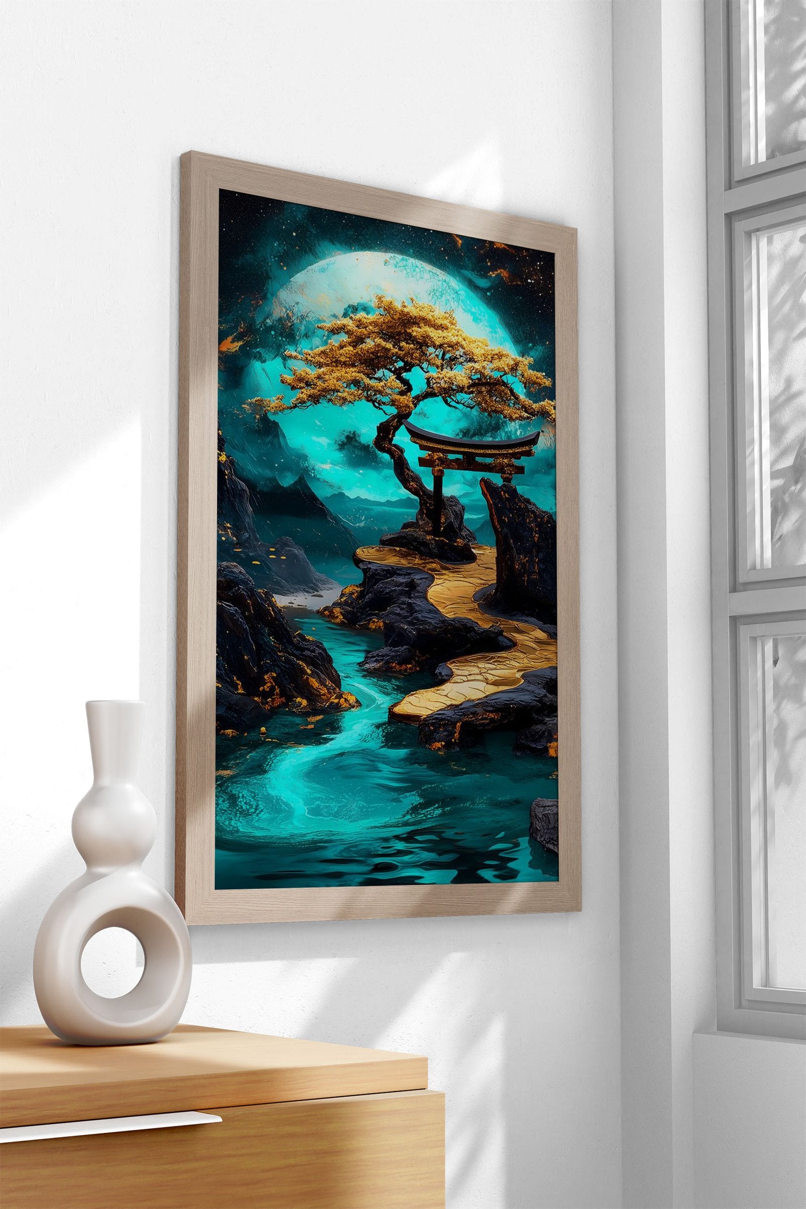 Golden Path to the Moon Asian Style Poster | Wall Art for Home & Office | High-Quality Print - High-Quality Visual Display
