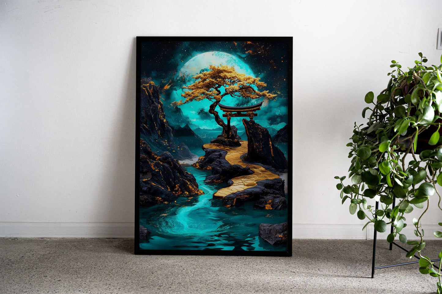Golden Path to the Moon Asian Style Poster | Wall Art for Home & Office | High-Quality Print - High-Quality Visual Display