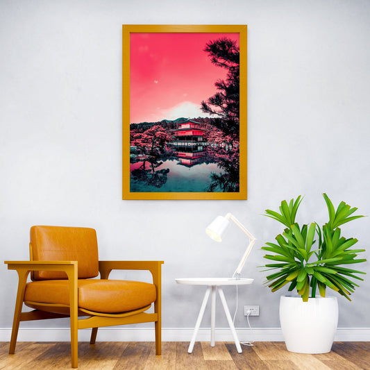 Golden Pavilion Reflection Asian Style Poster | Wall Art for Home & Office | High-Quality Print - High-Quality Visual Display