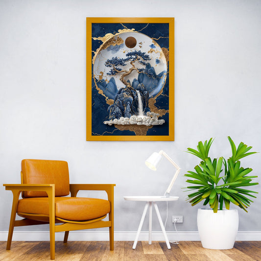 Golden Porcelain Tree Asian Style Poster | Wall Art for Home & Office | High-Quality Print - High-Quality Visual Display