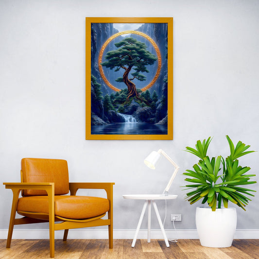 Golden Ring Tree Asian Style Poster | Wall Art for Home & Office | High-Quality Print - High-Quality Visual Display