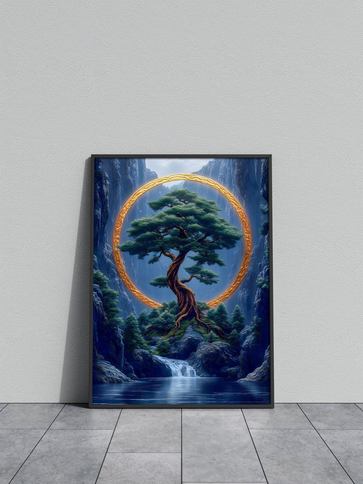 Golden Ring Tree Asian Style Poster | Wall Art for Home & Office | High-Quality Print - High-Quality Visual Display