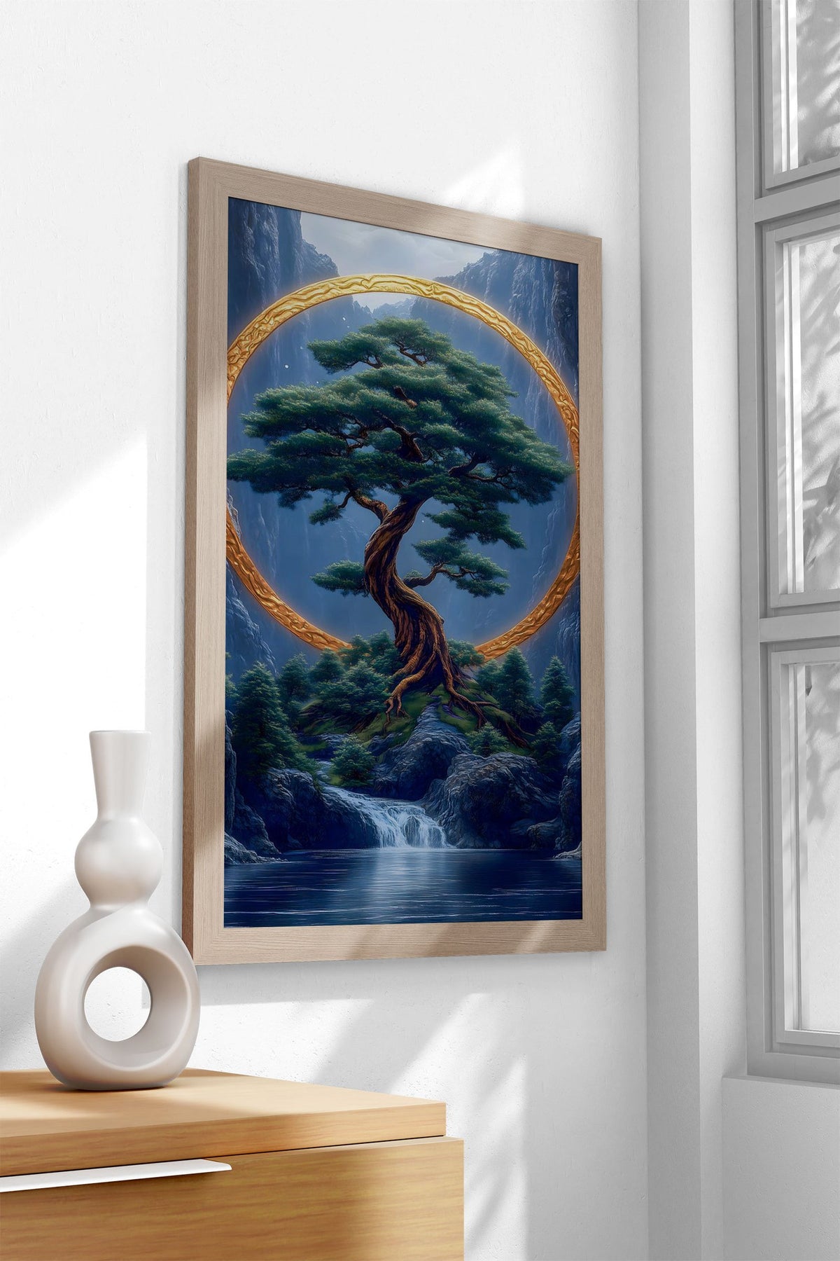 Golden Ring Tree Asian Style Poster | Wall Art for Home & Office | High-Quality Print - High-Quality Visual Display