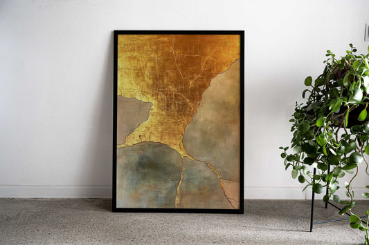 Golden River Kintsugi Art Asian Style Poster | Wall Art for Home & Office | High-Quality Print - High-Quality Visual Display
