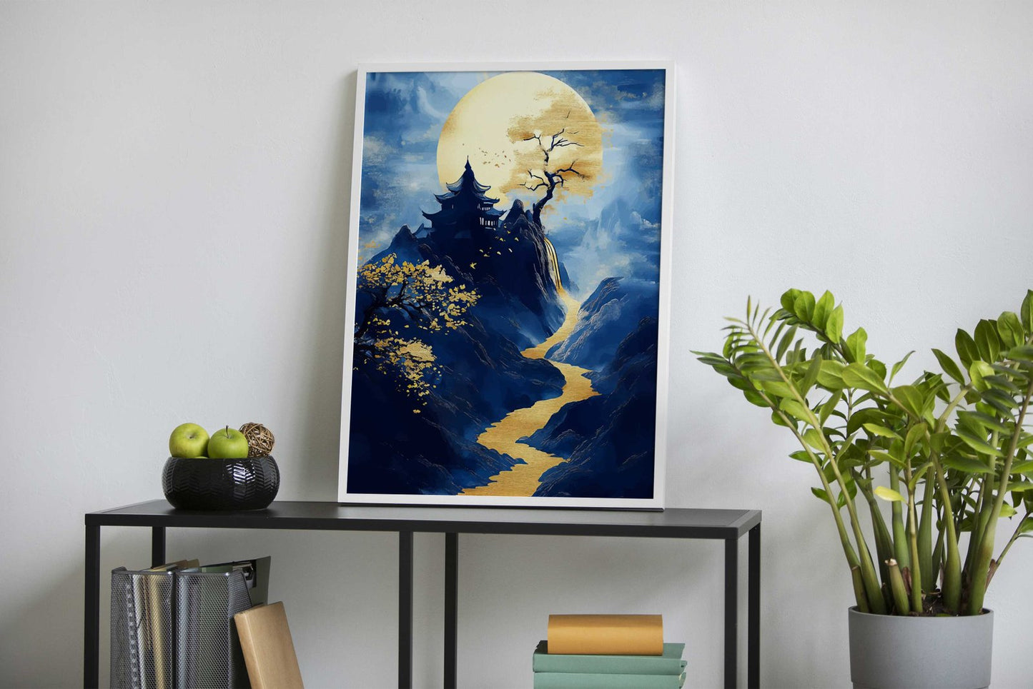 Golden River in Blue Mount Asian Style Poster | Wall Art for Home & Office | High-Quality Print