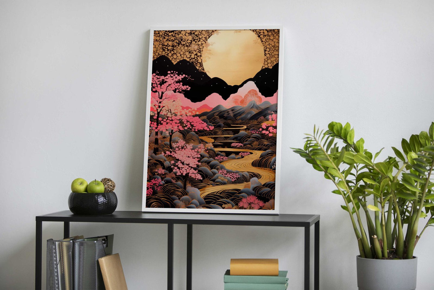 Golden Sakura River Asian Style Poster | Wall Art for Home & Office | High-Quality Print - High-Quality Visual Display