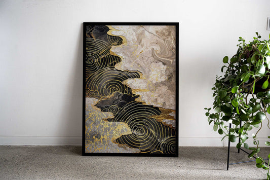 Golden Spiral Harmony Asian Style Poster | Wall Art for Home & Office | High-Quality Print - High-Quality Visual Display
