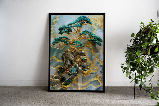 Golden Tree of Harmony Art Asian Style Poster | Wall Art for Home & Office | High-Quality Print - High-Quality Visual Display