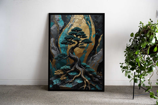 Golden Tree of Harmony Asian Style Poster | Wall Art for Home & Office | High-Quality Print - High-Quality Visual Display