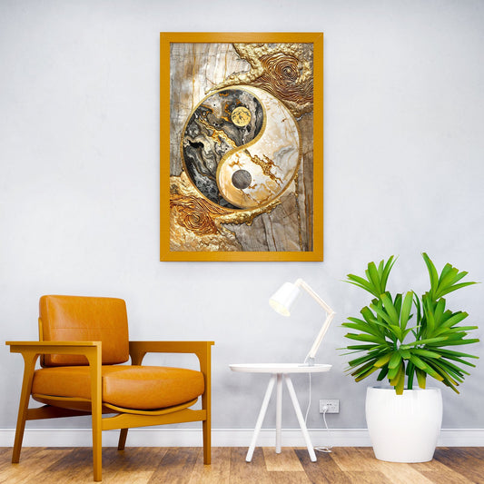 Golden Yin and Yang Unity Asian Style Poster | Wall Art for Home & Office | High-Quality Print - High-Quality Visual Display