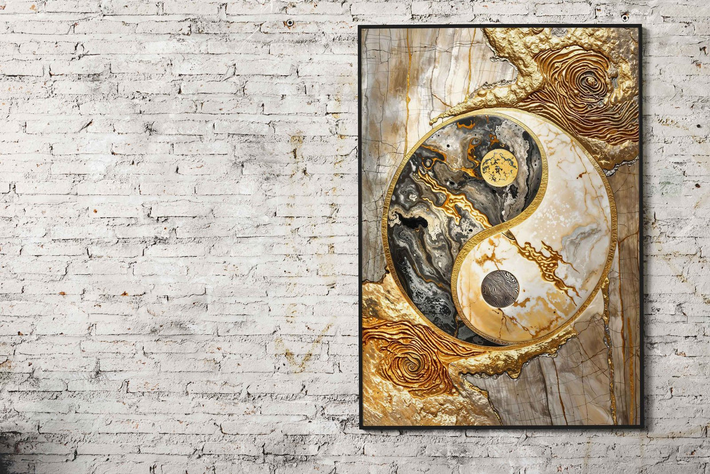 Golden Yin and Yang Unity Asian Style Poster | Wall Art for Home & Office | High-Quality Print