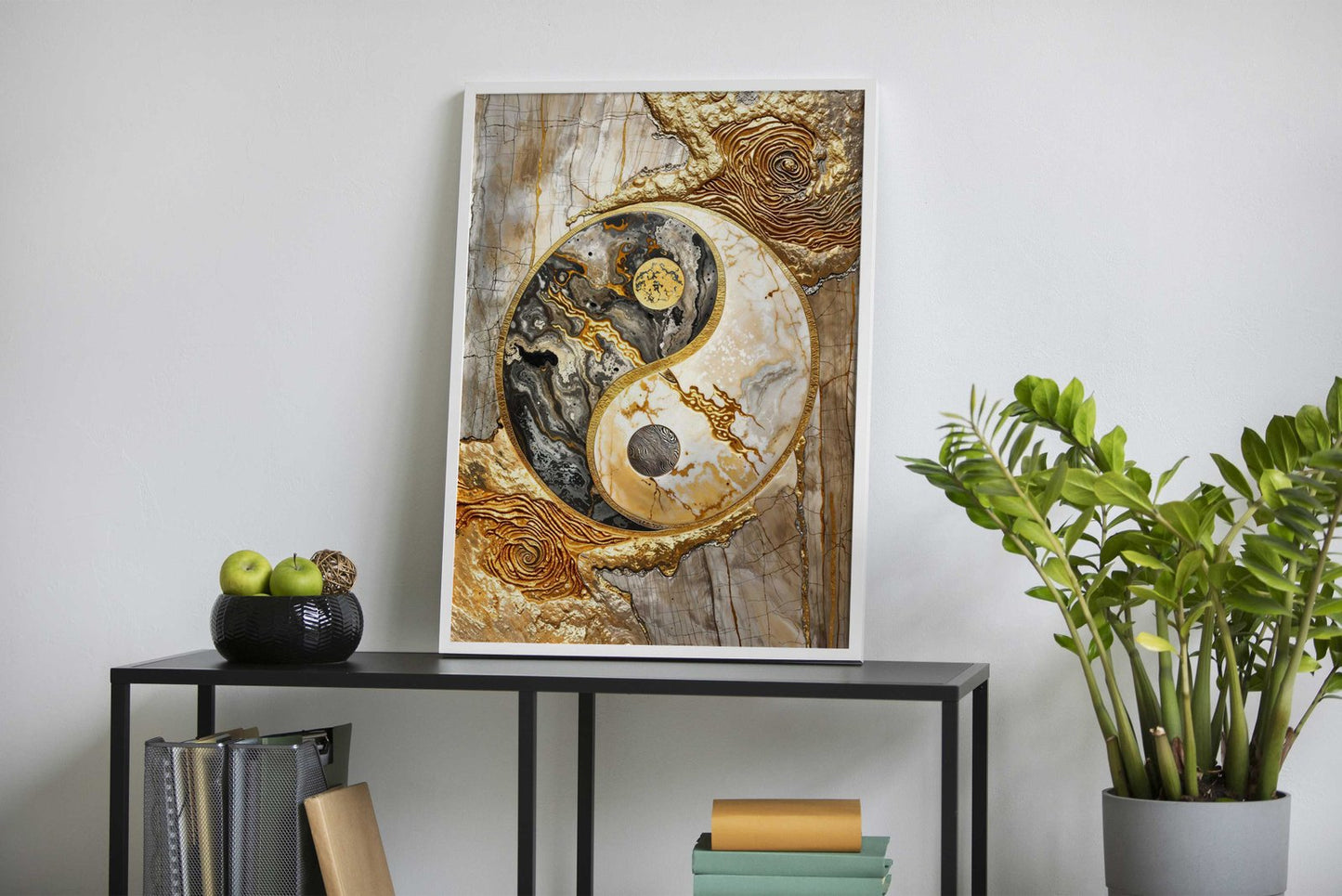 Golden Yin and Yang Unity Asian Style Poster | Wall Art for Home & Office | High-Quality Print