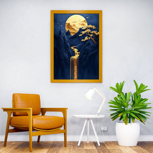 Golden bonsai Landscape Asian Style Poster | Wall Art for Home & Office | High-Quality Print - High-Quality Visual Display