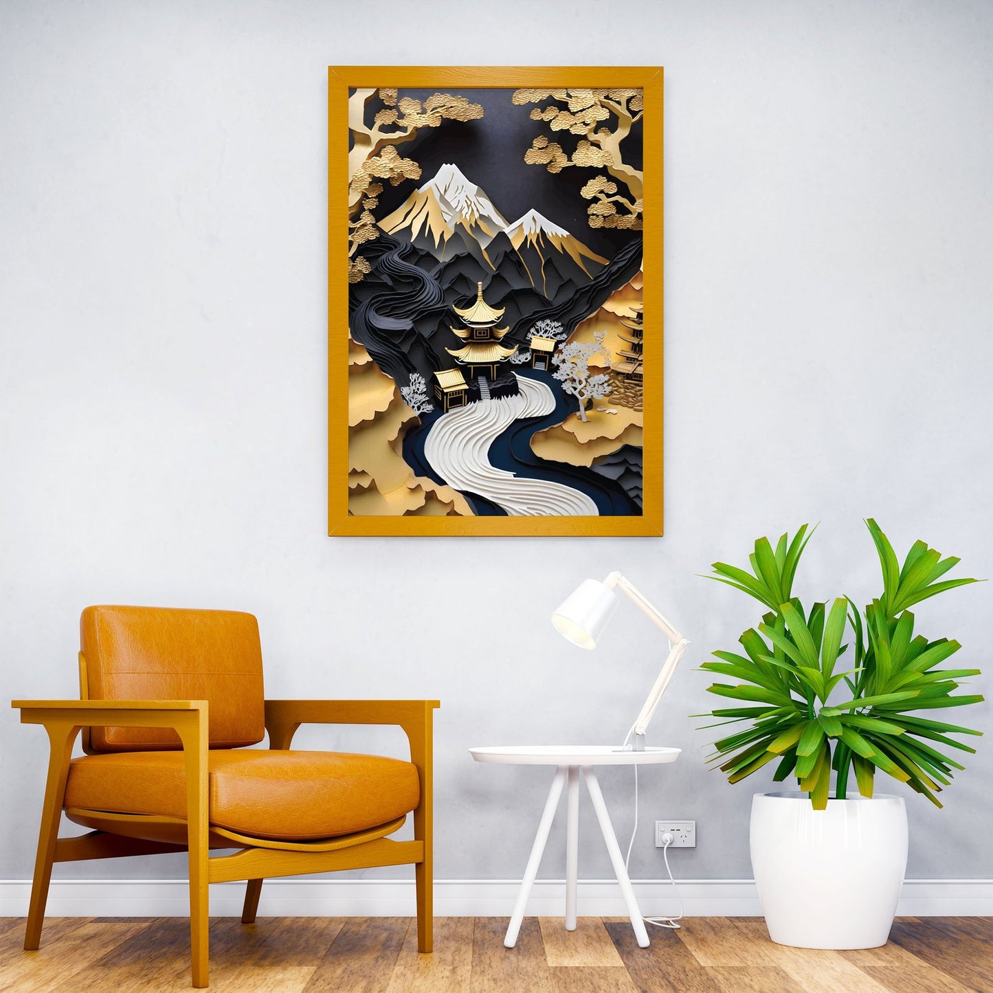 Golden landscape Japanese Asian Style Poster | Wall Art for Home & Office | High-Quality Print - High-Quality Visual Display