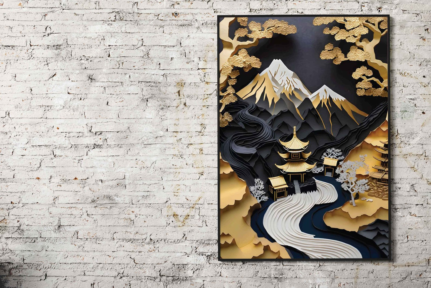 Golden landscape Japanese Asian Style Poster | Wall Art for Home & Office | High-Quality Print - High-Quality Visual Display