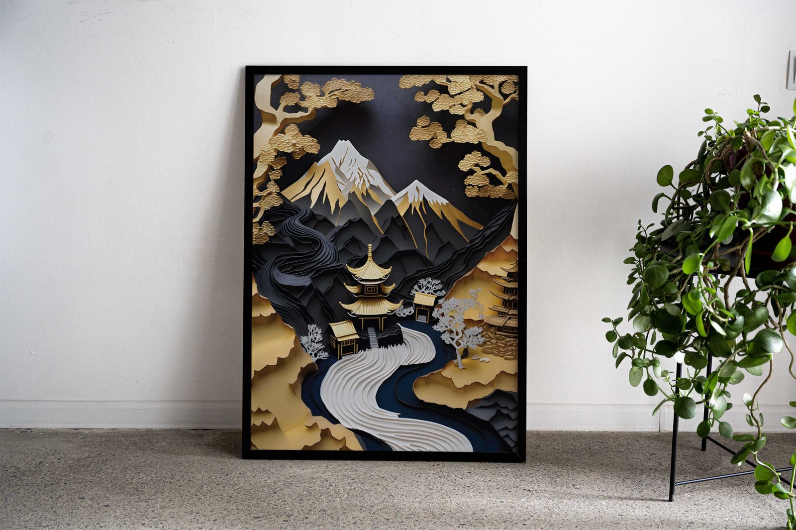 Golden landscape Japanese Asian Style Poster | Wall Art for Home & Office | High-Quality Print - High-Quality Visual Display