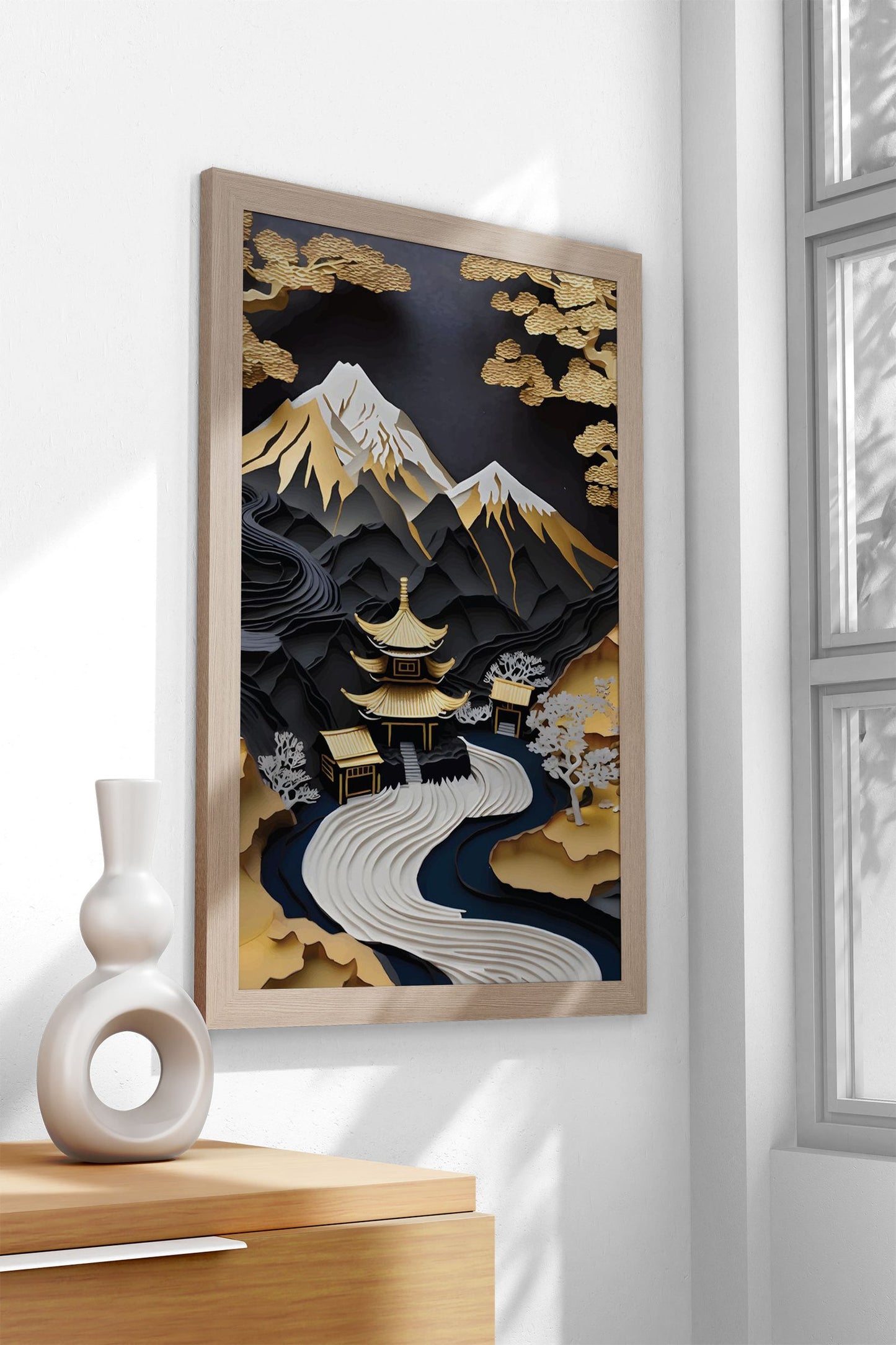 Golden landscape Japanese Asian Style Poster | Wall Art for Home & Office | High-Quality Print - High-Quality Visual Display