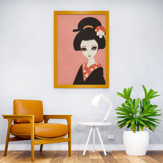 Gothic Geisha Woodblock Asian Style Poster | Wall Art for Home & Office | High-Quality Print - High-Quality Visual Display