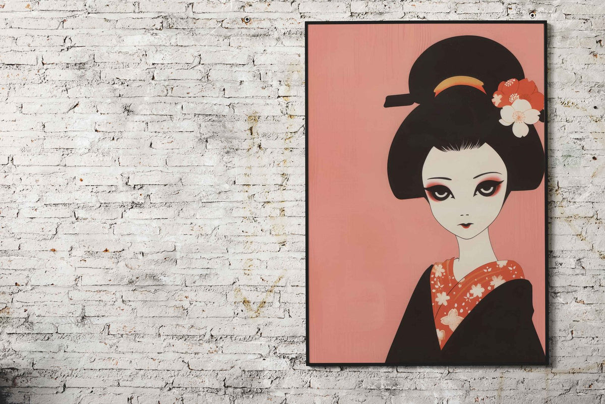 Gothic Geisha Woodblock Asian Style Poster | Wall Art for Home & Office | High-Quality Print - High-Quality Visual Display