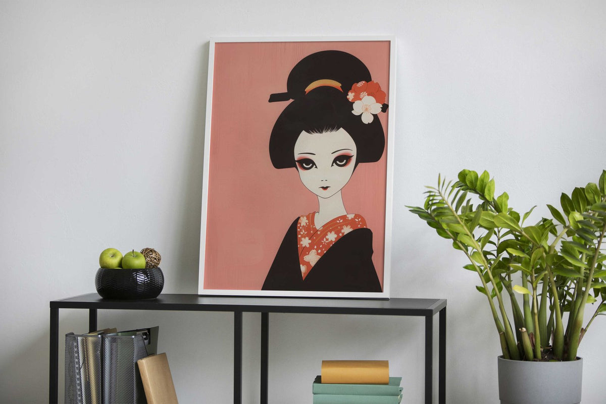 Gothic Geisha Woodblock Asian Style Poster | Wall Art for Home & Office | High-Quality Print - High-Quality Visual Display