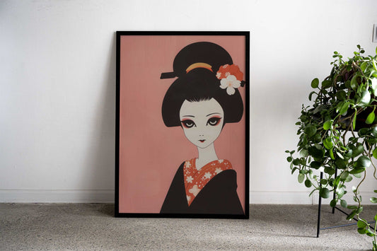 Gothic Geisha Woodblock Asian Style Poster | Wall Art for Home & Office | High-Quality Print - High-Quality Visual Display