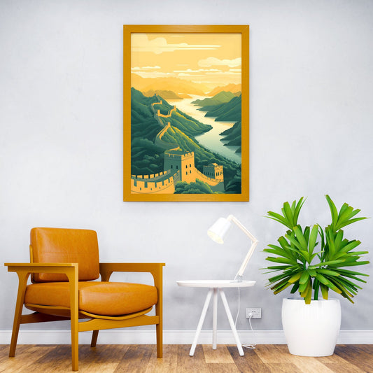 Great Wall of China Sunset Asian Style Poster | Wall Art for Home & Office | High-Quality Print - High-Quality Visual Display