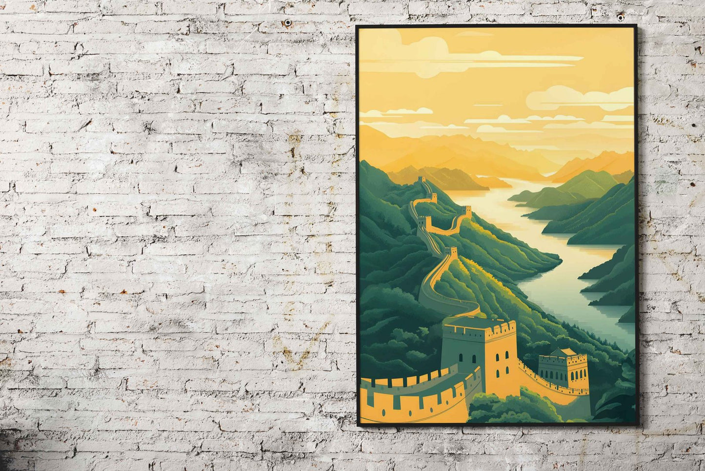 Great Wall of China Sunset Asian Style Poster | Wall Art for Home & Office | High-Quality Print