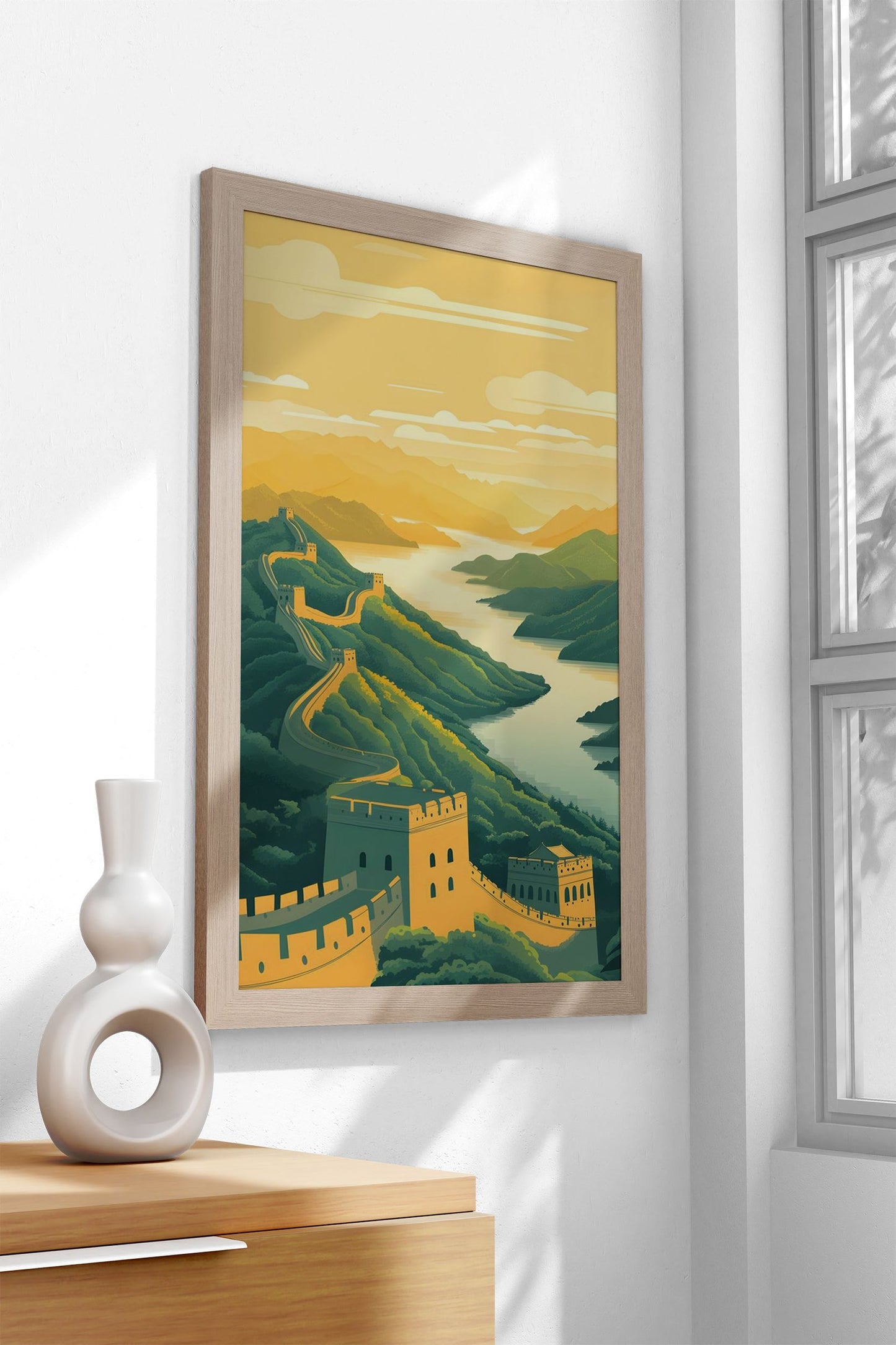 Great Wall of China Sunset Asian Style Poster | Wall Art for Home & Office | High-Quality Print