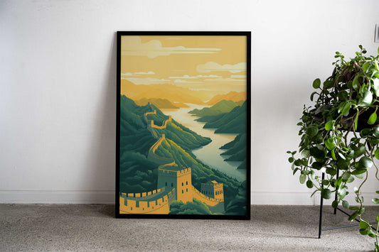 Great Wall of China Sunset Asian Style Poster | Wall Art for Home & Office | High-Quality Print - High-Quality Visual Display