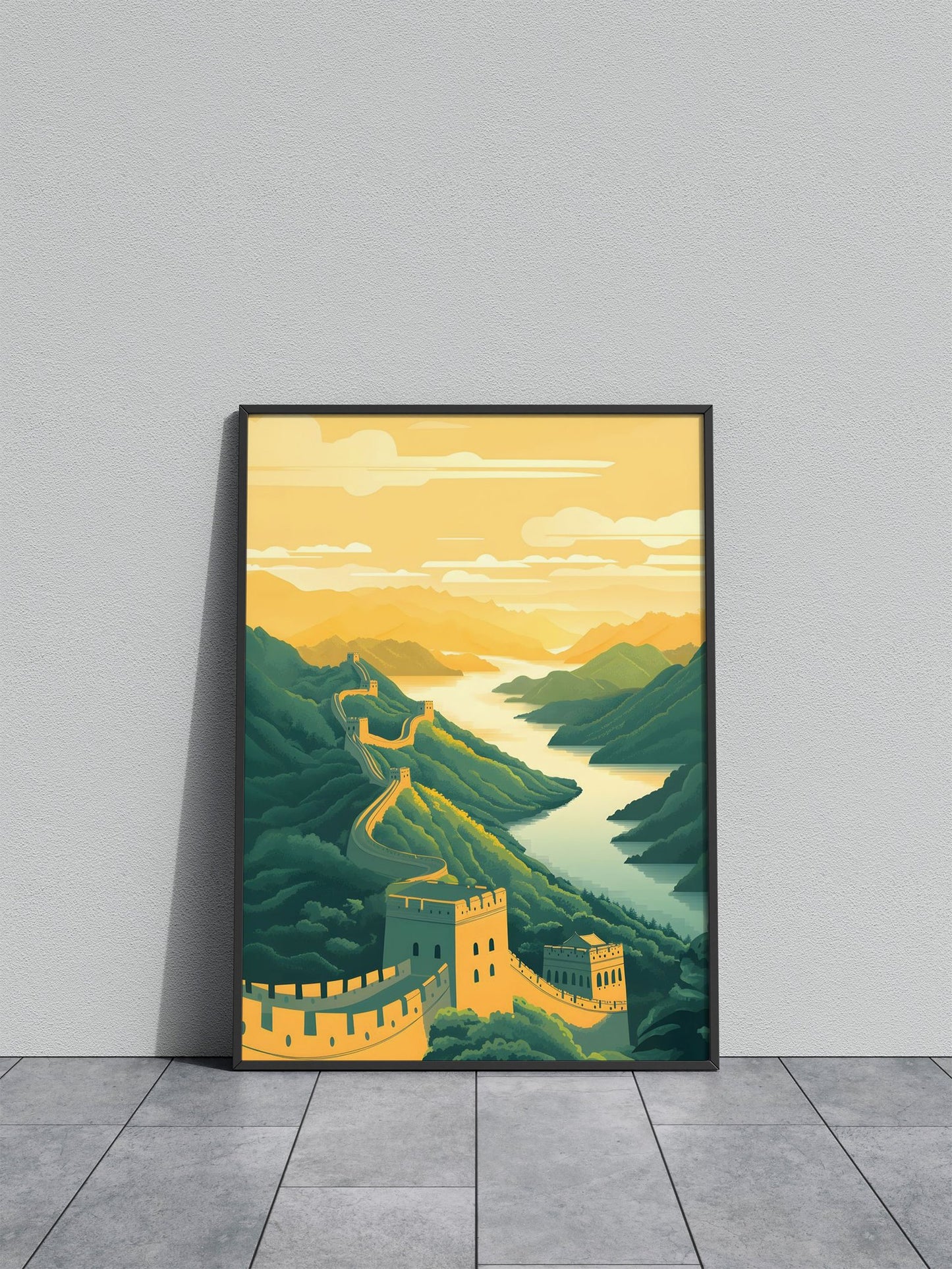 Great Wall of China Sunset Asian Style Poster | Wall Art for Home & Office | High-Quality Print