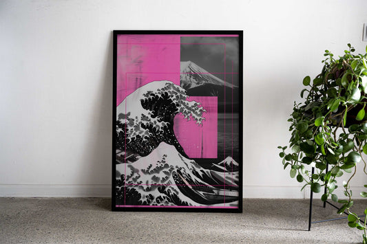 Great Wave Collage Asian Style Poster | Wall Art for Home & Office | High-Quality Print - High-Quality Visual Display