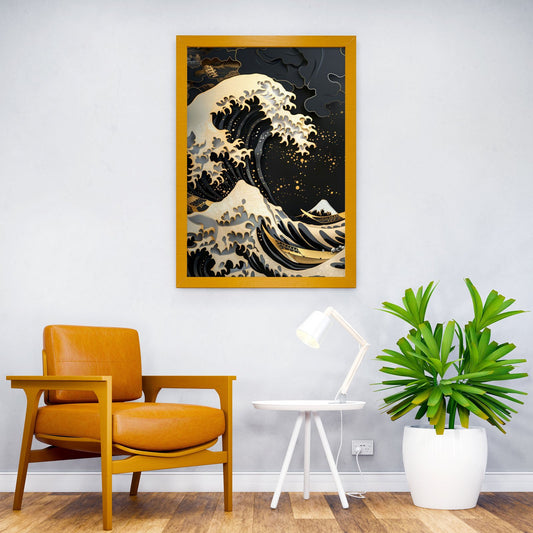 Great Wave Gold Asian Style Poster | Wall Art for Home & Office | High-Quality Print - High-Quality Visual Display