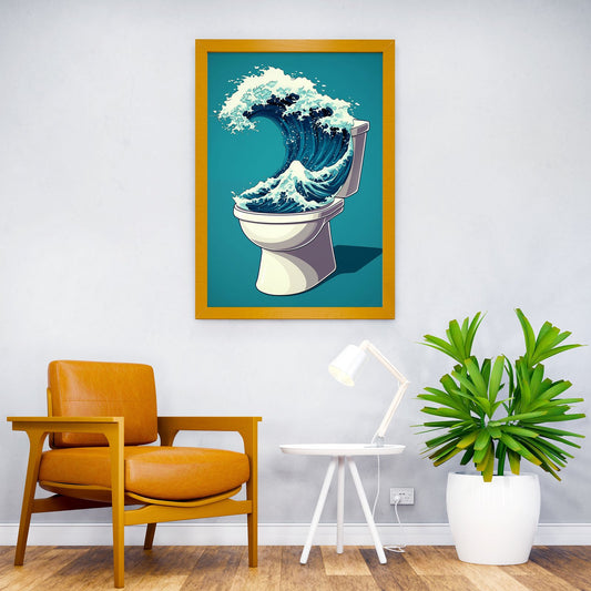 Great Wave Kanagawa Toilet Asian Style Poster | Wall Art for Home & Office | High-Quality Print - High-Quality Visual Display