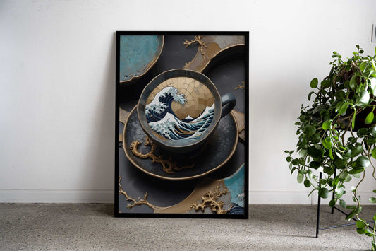 Great Wave Kintsugi Art Asian Style Poster | Wall Art for Home & Office | High-Quality Print - High-Quality Visual Display
