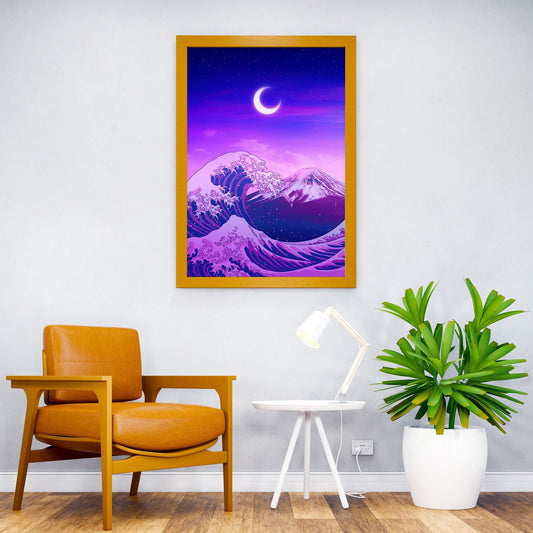 Great Wave Moon Asian Style Poster | Wall Art for Home & Office | High-Quality Print - High-Quality Visual Display