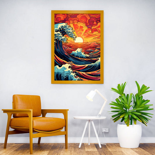Great Wave Ocean Asian Style Poster | Wall Art for Home & Office | High-Quality Print - High-Quality Visual Display