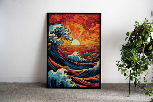Great Wave Ocean Asian Style Poster | Wall Art for Home & Office | High-Quality Print - High-Quality Visual Display