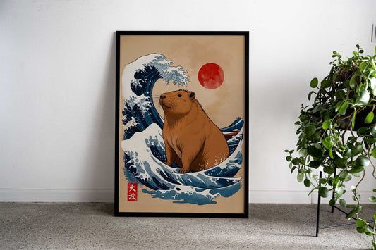 Great Wave Of Capybara Asian Style Poster | Wall Art for Home & Office | High-Quality Print - High-Quality Visual Display