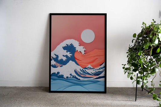 Great Wave Paper Craft Asian Style Poster | Wall Art for Home & Office | High-Quality Print - High-Quality Visual Display