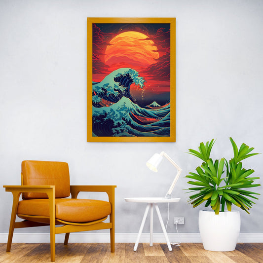 Great Wave Retro Asian Style Poster | Wall Art for Home & Office | High-Quality Print - High-Quality Visual Display