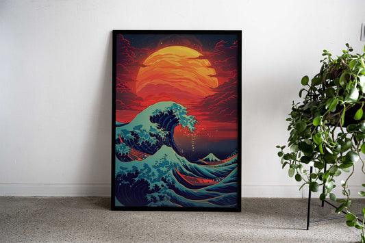 Great Wave Retro Asian Style Poster | Wall Art for Home & Office | High-Quality Print - High-Quality Visual Display