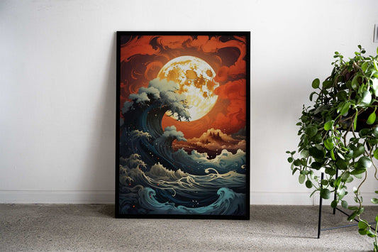 Great Wave Sunset Japan Asian Style Poster | Wall Art for Home & Office | High-Quality Print - High-Quality Visual Display