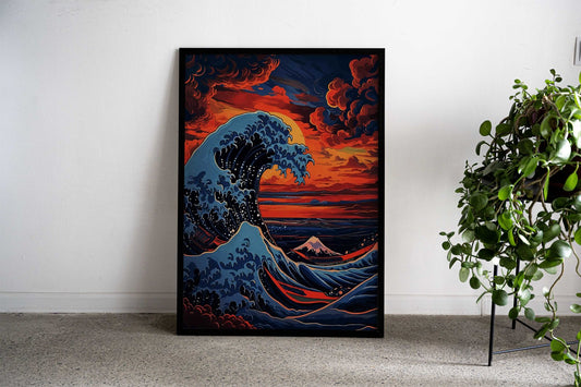 Great Wave Sunset Asian Style Poster | Wall Art for Home & Office | High-Quality Print - High-Quality Visual Display