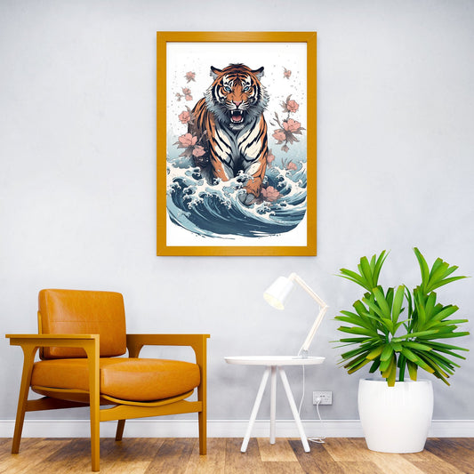 Great Wave Tiger Asian Style Poster | Wall Art for Home & Office | High-Quality Print - High-Quality Visual Display