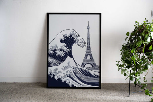 Great Wave & Eiffel Tower Asian Style Poster | Wall Art for Home & Office | High-Quality Print - High-Quality Visual Display