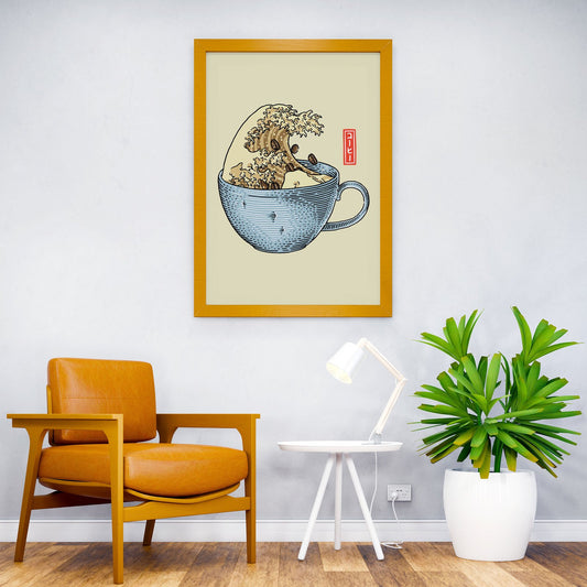 Great Wave of Coffee Asian Style Poster | Wall Art for Home & Office | High-Quality Print - High-Quality Visual Display